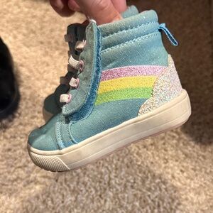 Wonder Nation Teal Sneakers with Rainbow Accent